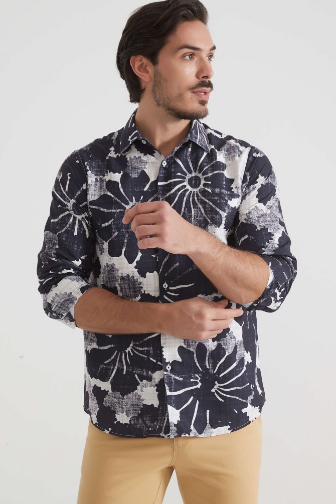 Patterned shirt comfort fit