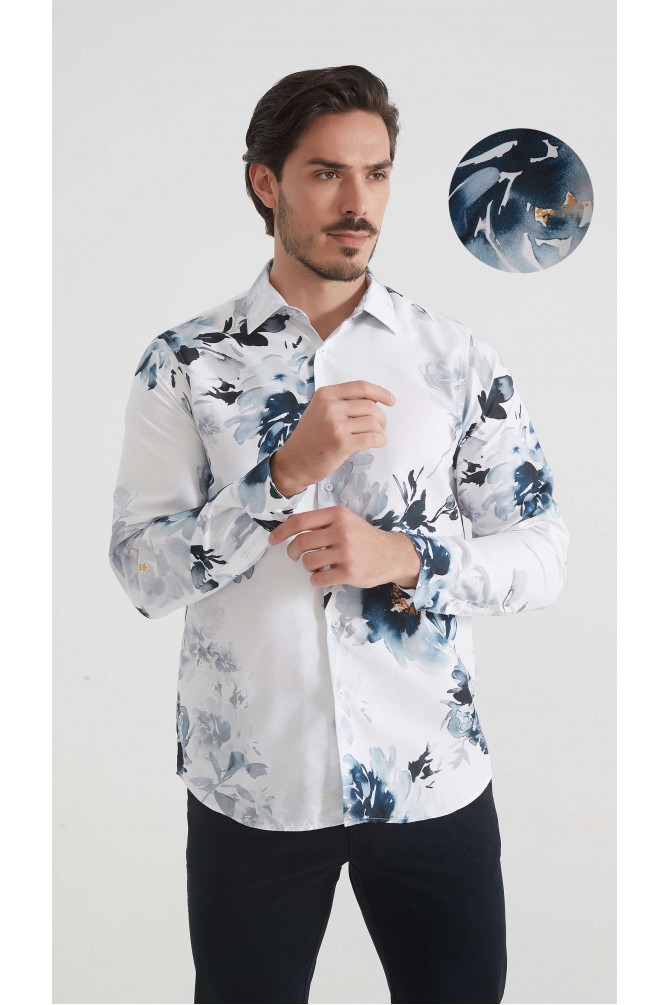 Chemise coupe droite à motifs