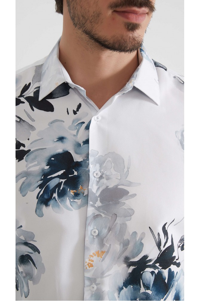 Chemise coupe droite à motifs