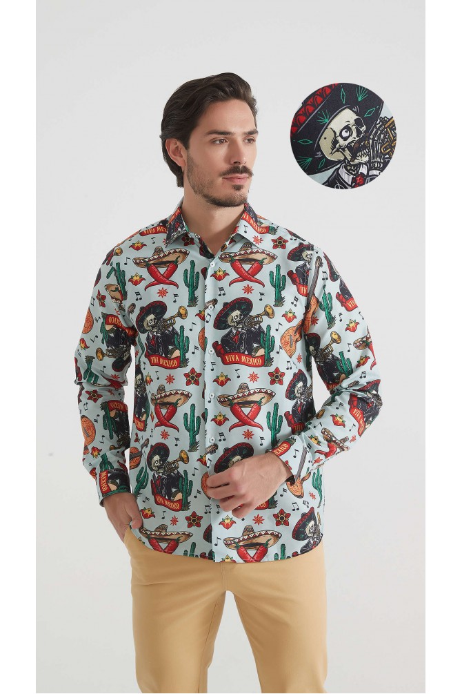 Chemise coupe droite à motifs