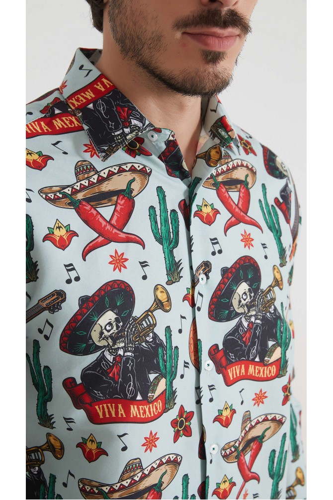 Chemise coupe droite à motifs