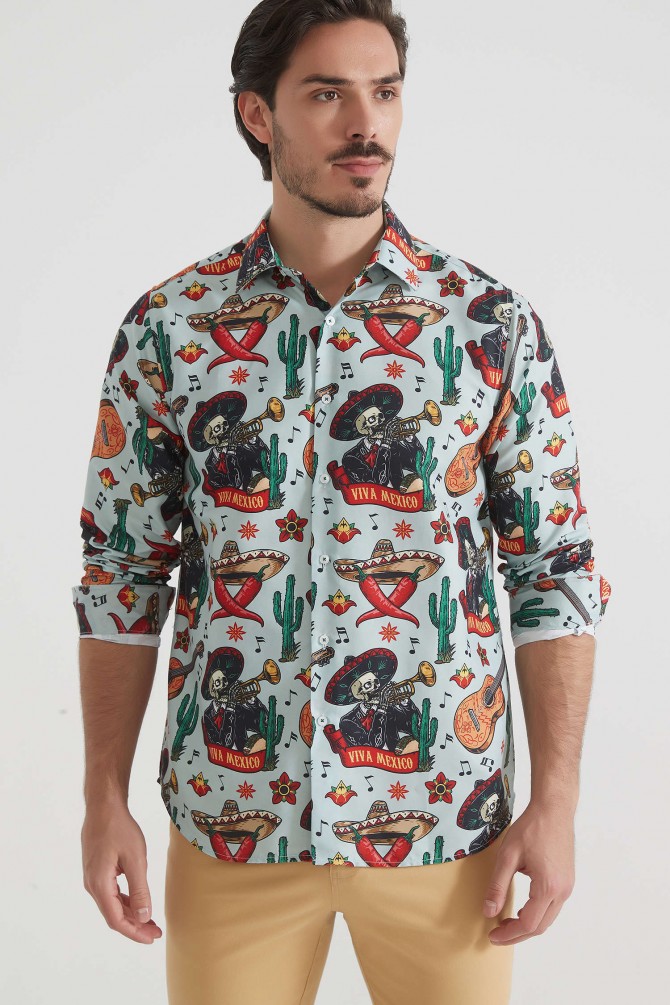 Patterned shirt comfort fit