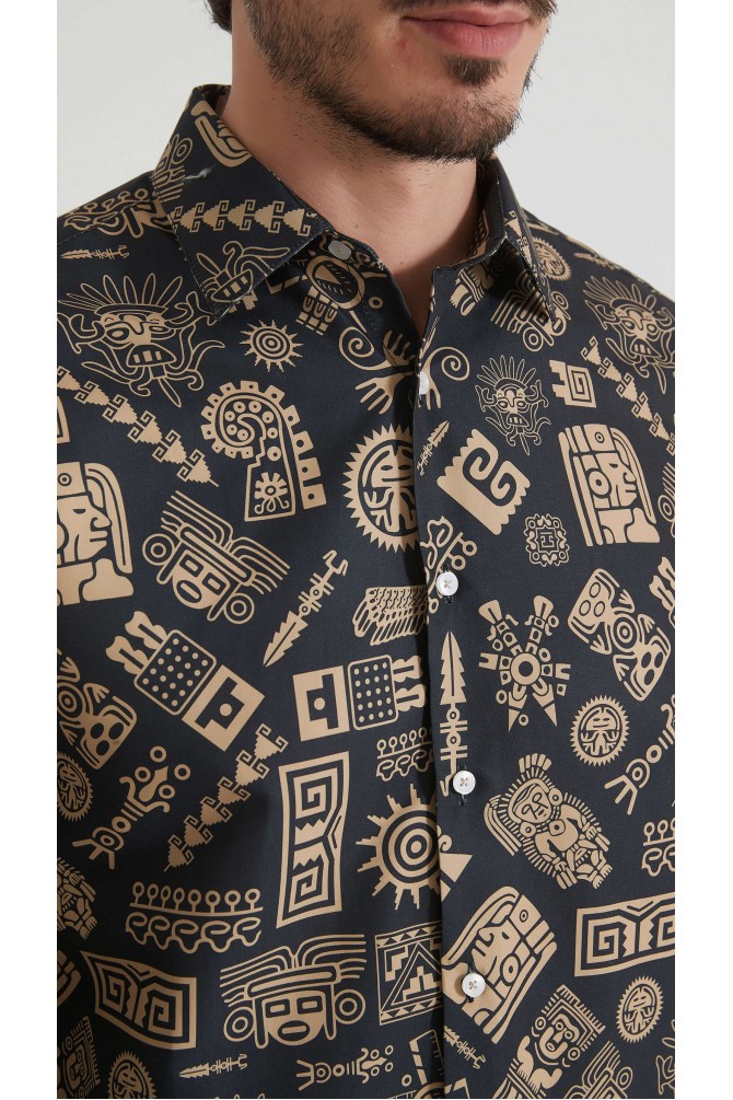 Chemise coupe droite à motifs