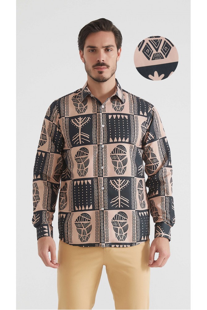 Chemise coupe droite à motifs