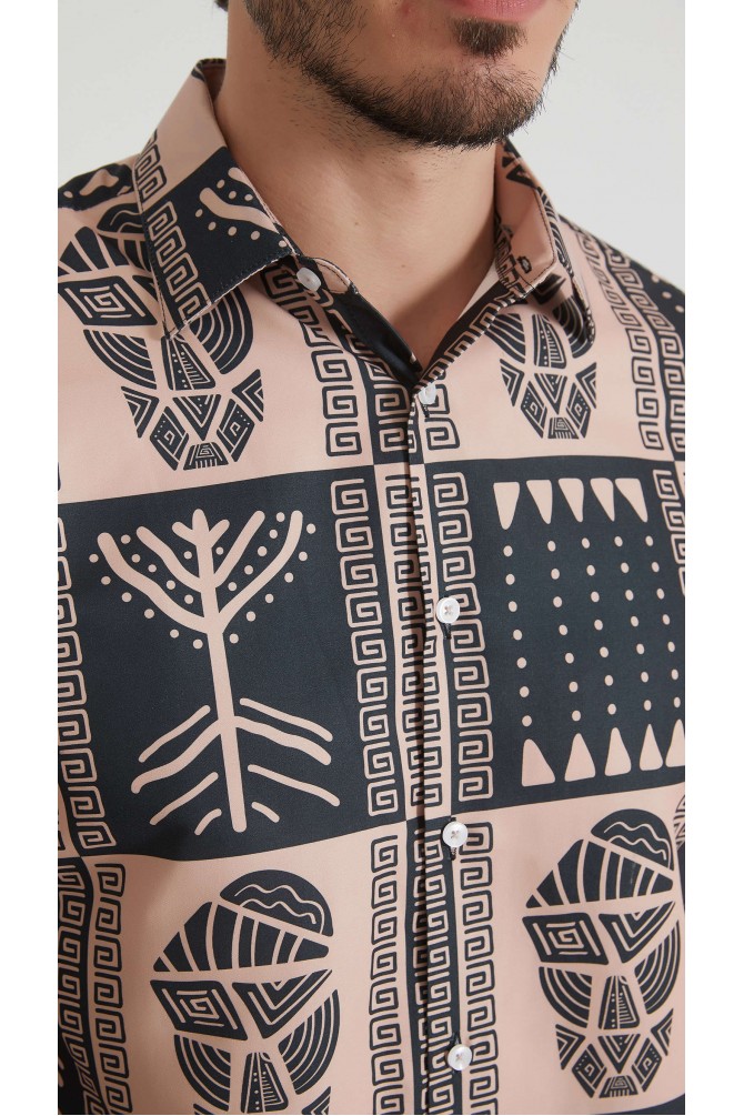 Chemise coupe droite à motifs
