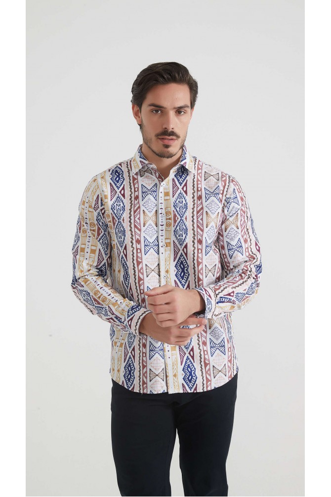 Chemise coupe droite à motifs