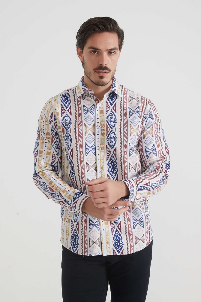 Patterned shirt comfort fit