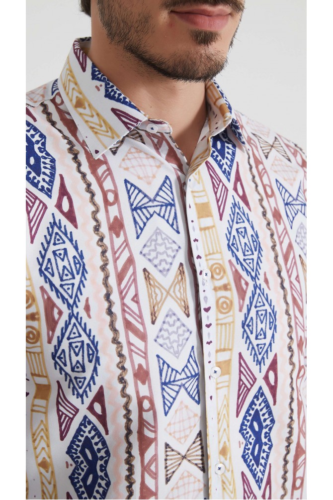 Chemise coupe droite à motifs