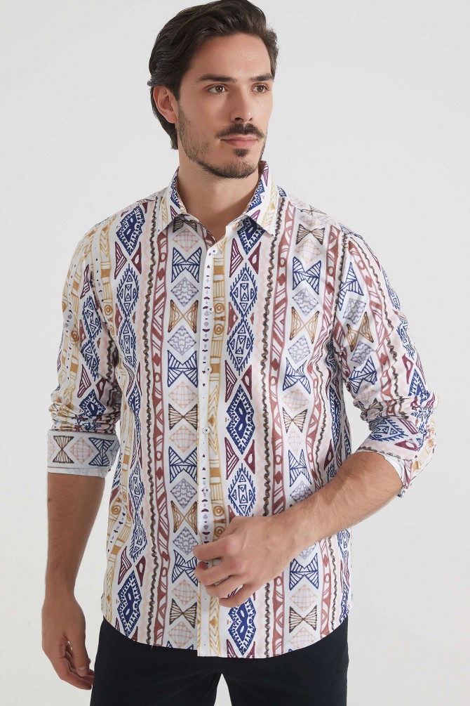 Patterned shirt comfort fit