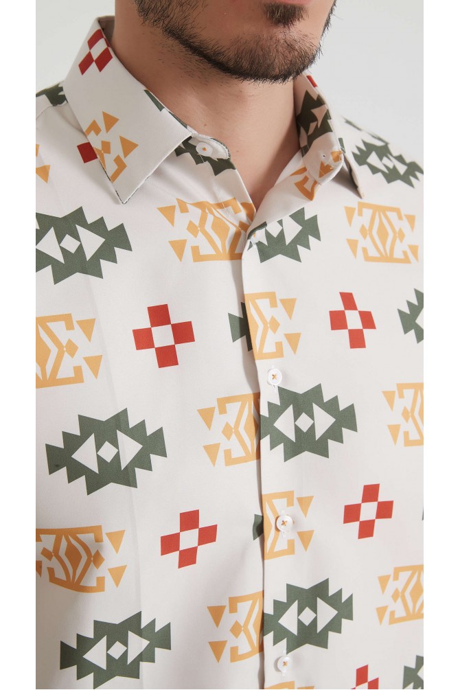 Chemise coupe droite à motifs