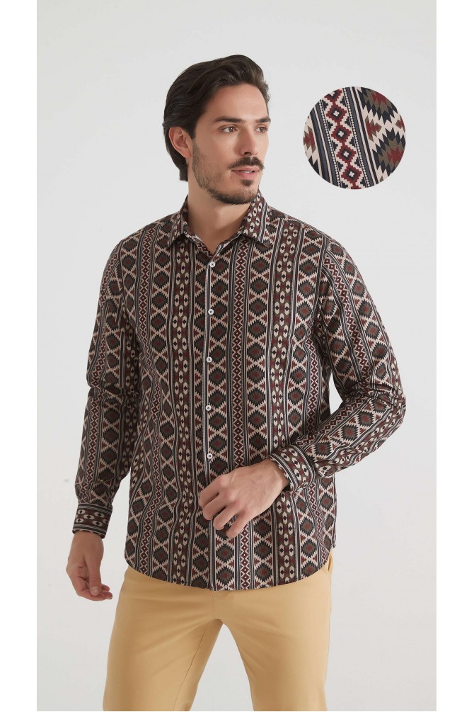 Chemise coupe droite à motifs