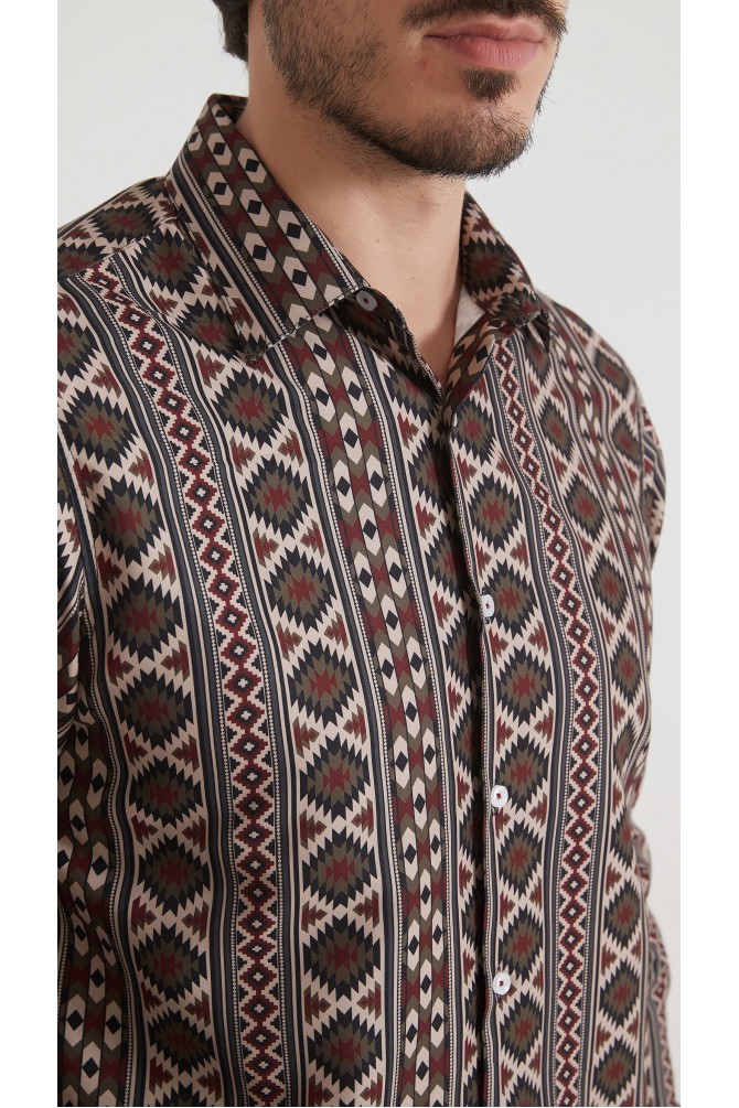 Chemise coupe droite à motifs