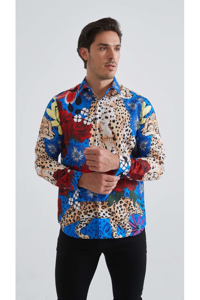 Chemise coupe droite à motifs