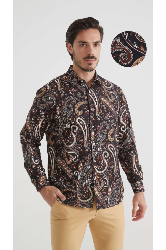 Chemise coupe droite à motifs