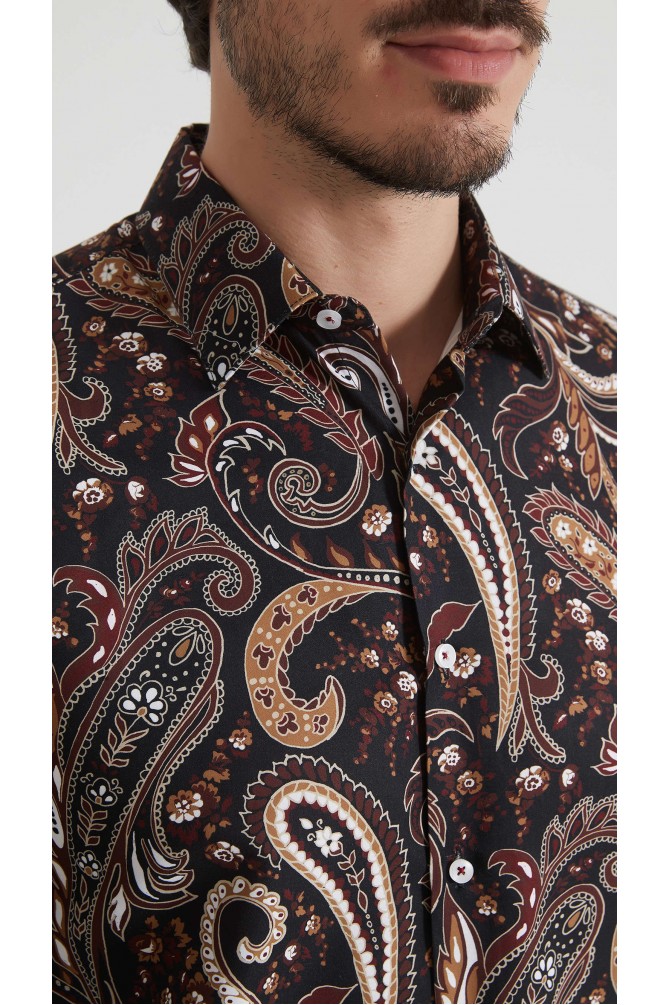 Chemise coupe droite à motifs