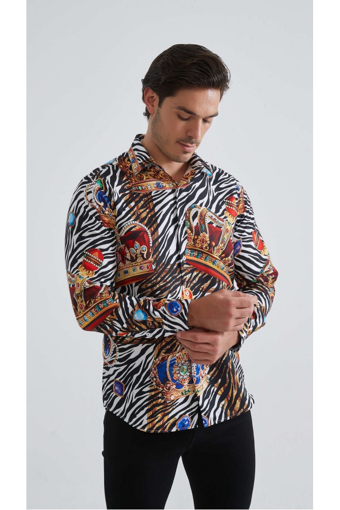 Chemise coupe droite à motifs