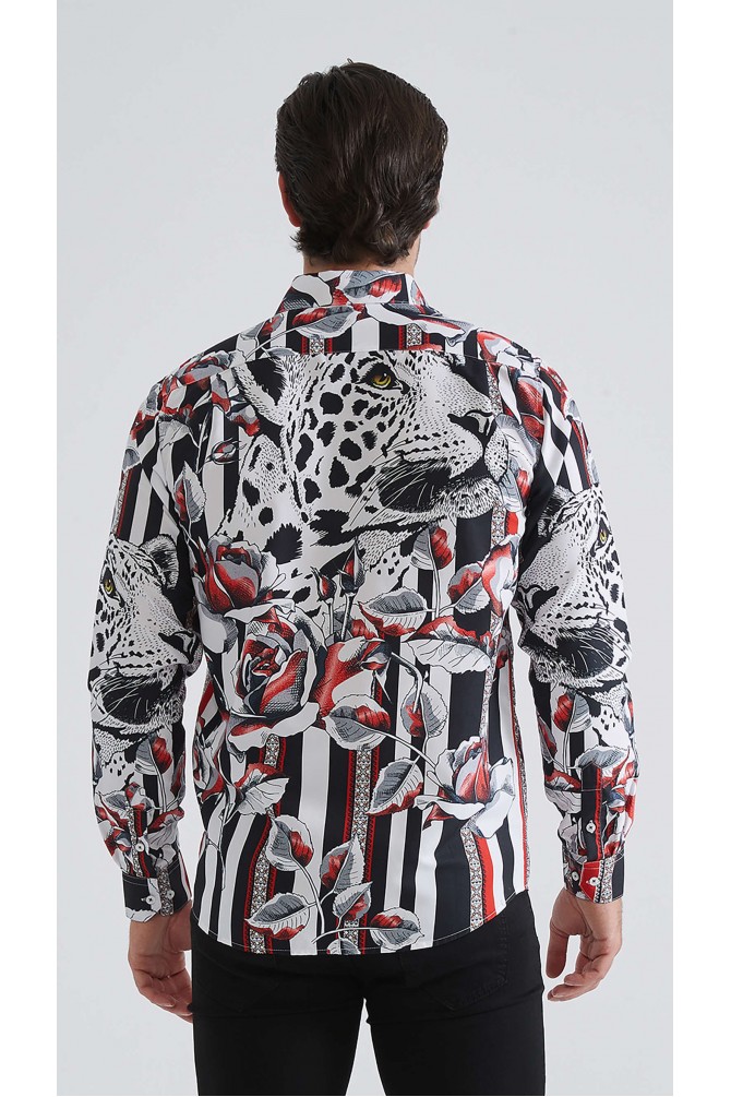 Chemise coupe droite à motifs
