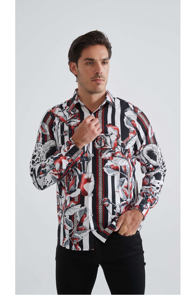 Chemise coupe droite à motifs