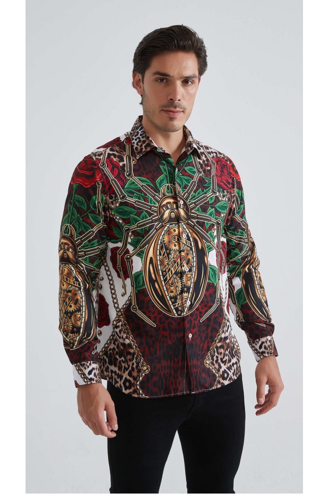 Chemise coupe droite à motifs