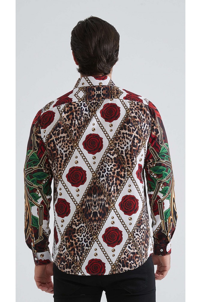 Chemise coupe droite à motifs