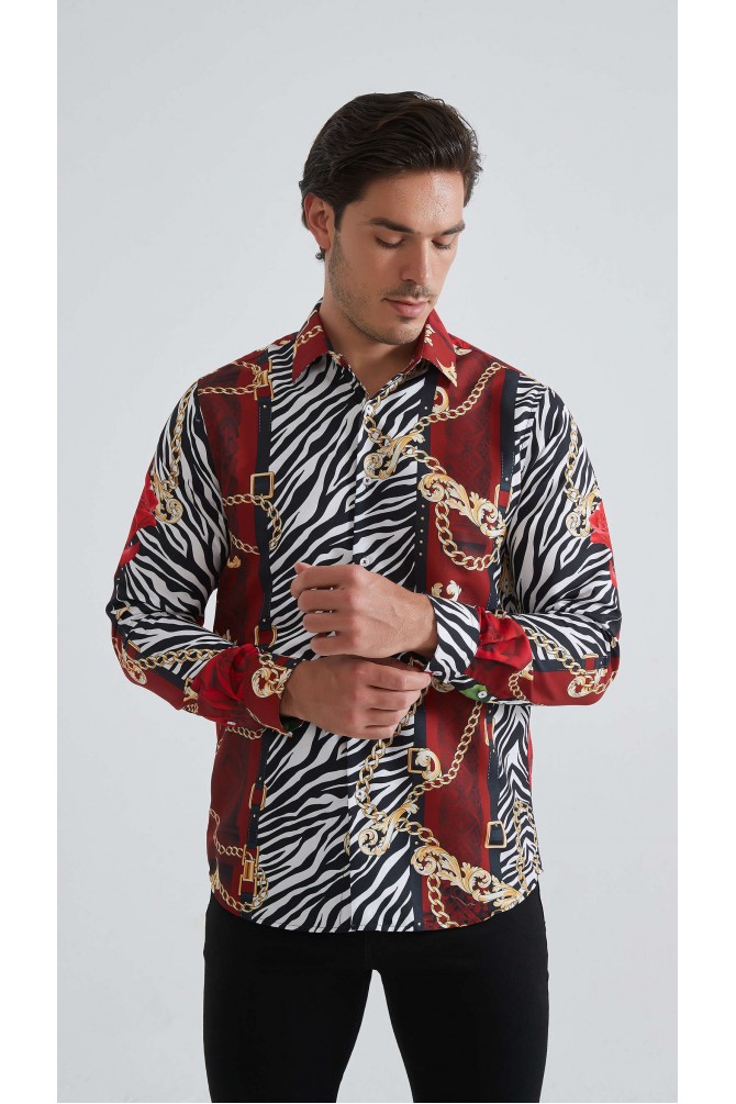 Chemise coupe droite à motifs