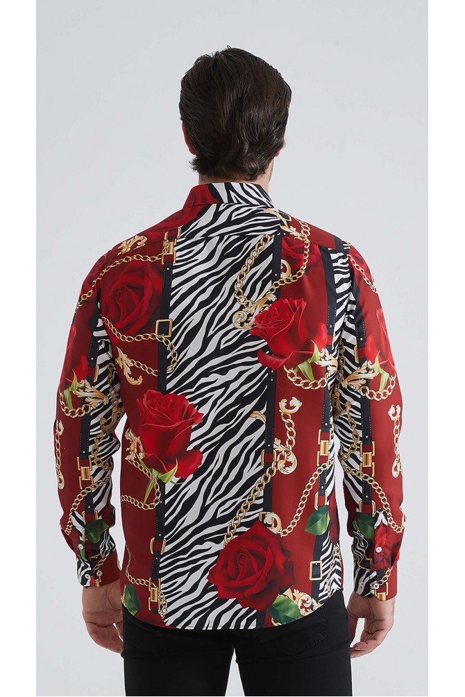 Chemise coupe droite à motifs