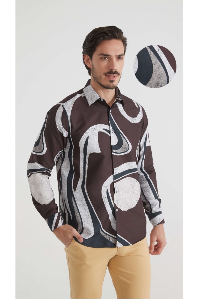 Chemise coupe droite à motifs