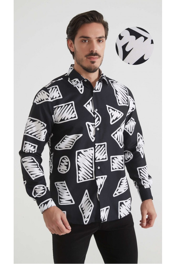Chemise coupe droite à motifs