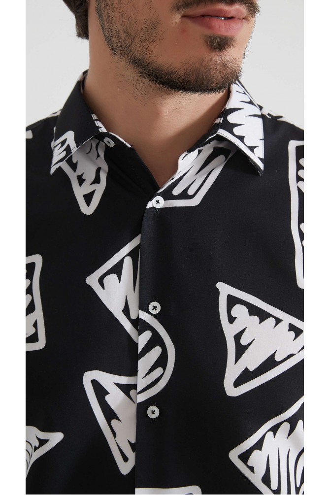 Chemise coupe droite à motifs