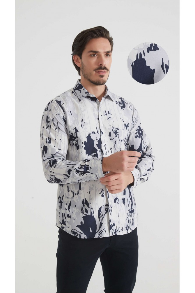 Chemise coupe droite à motifs