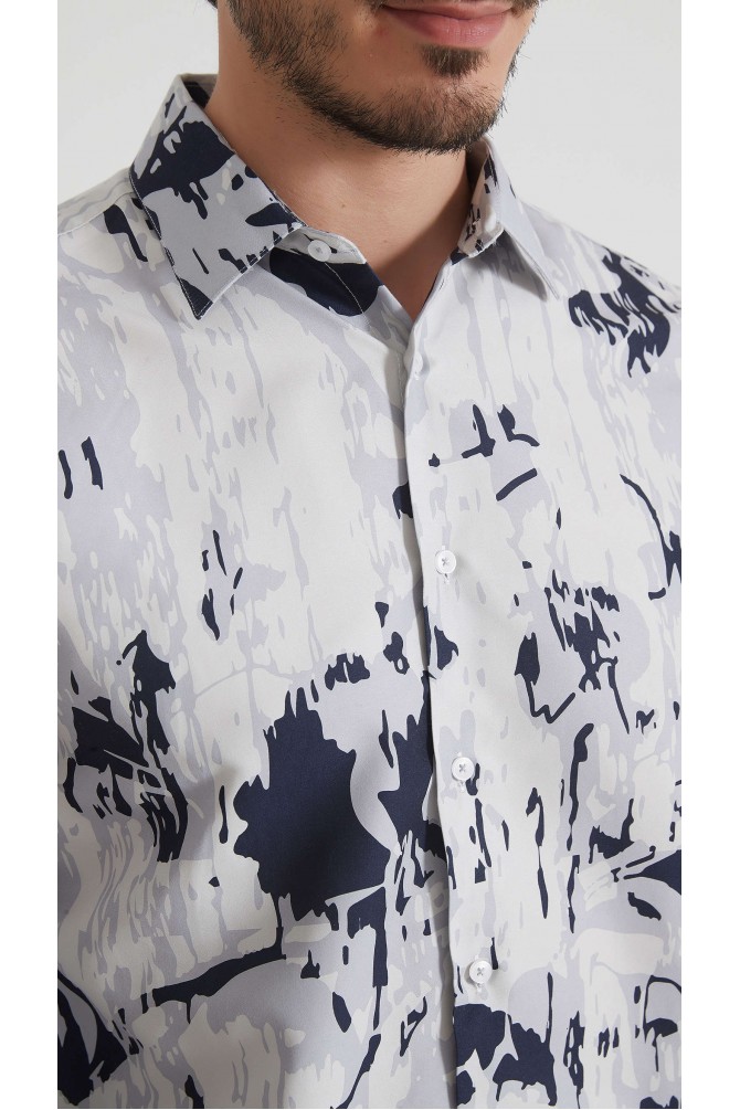 Chemise coupe droite à motifs