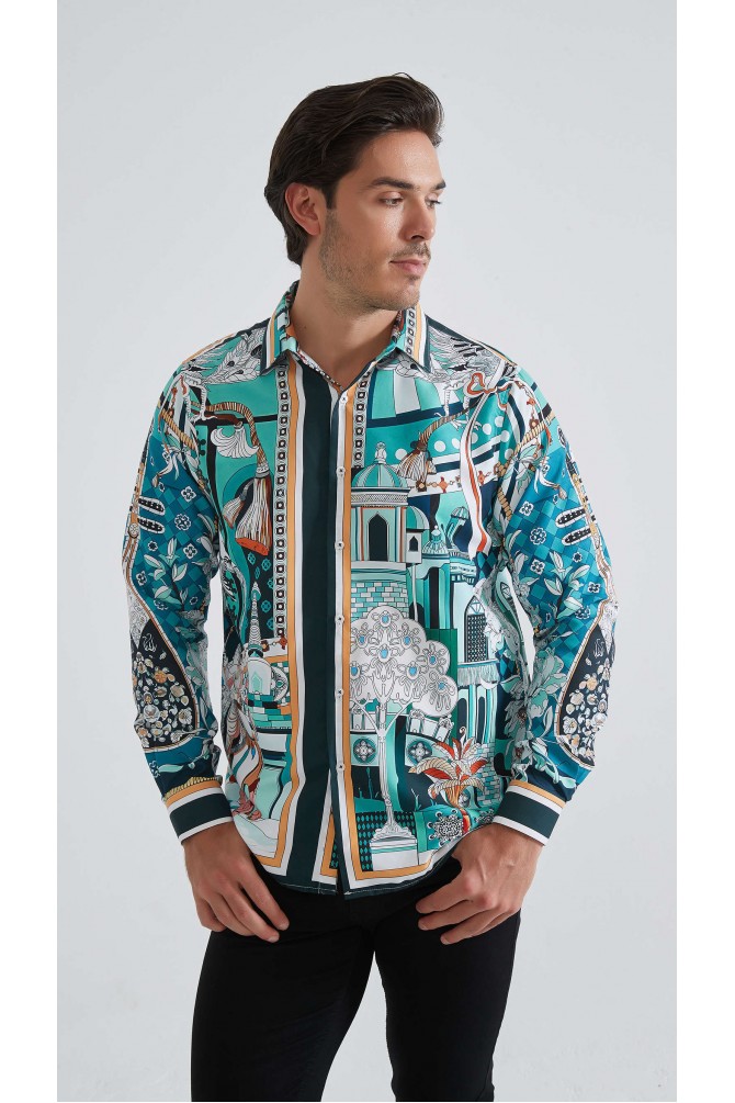 Chemise coupe droite à motifs