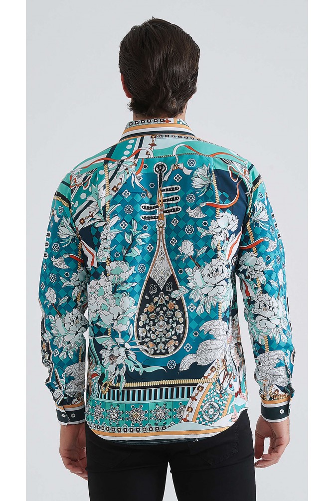Chemise coupe droite à motifs