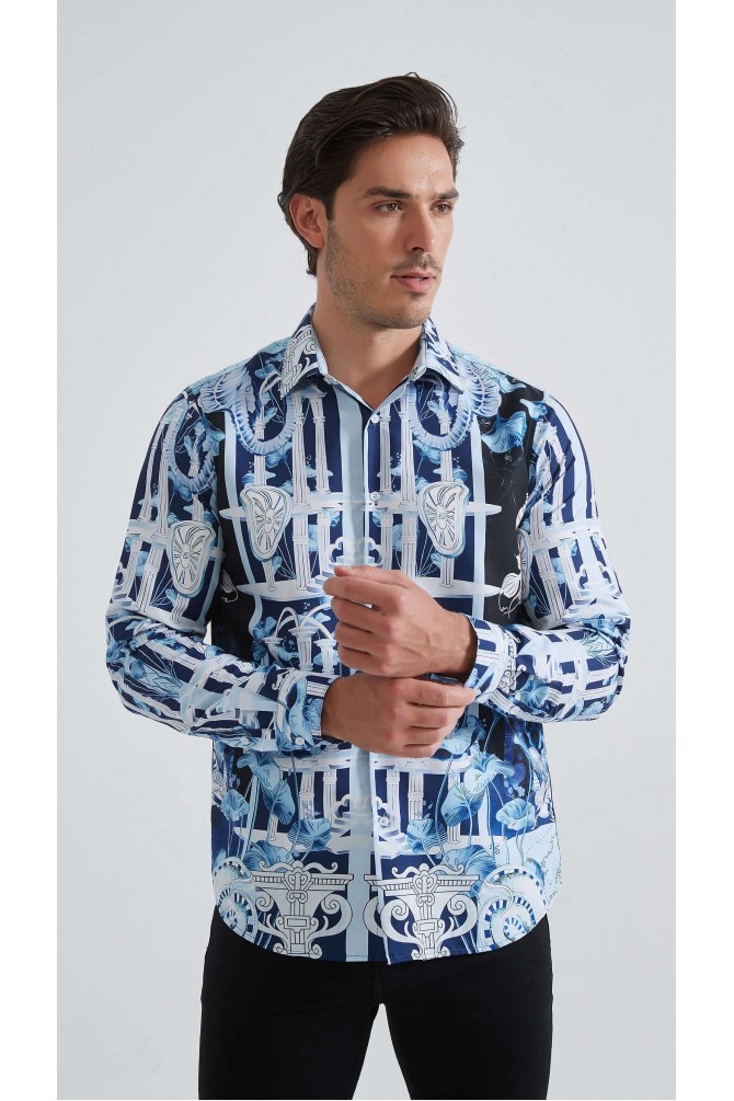 Chemise coupe droite à motifs