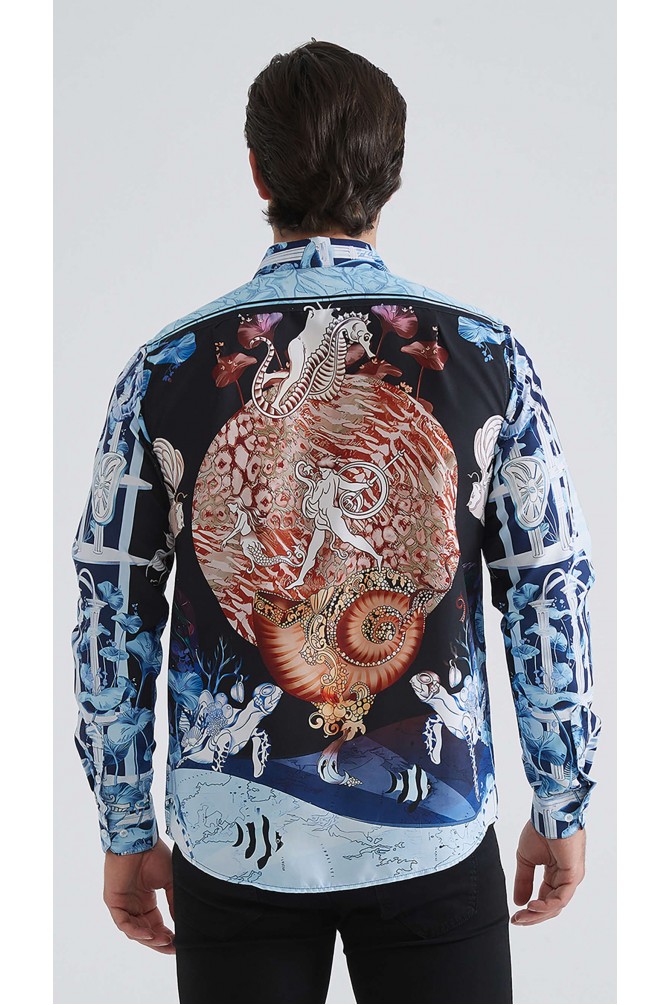 Chemise coupe droite à motifs