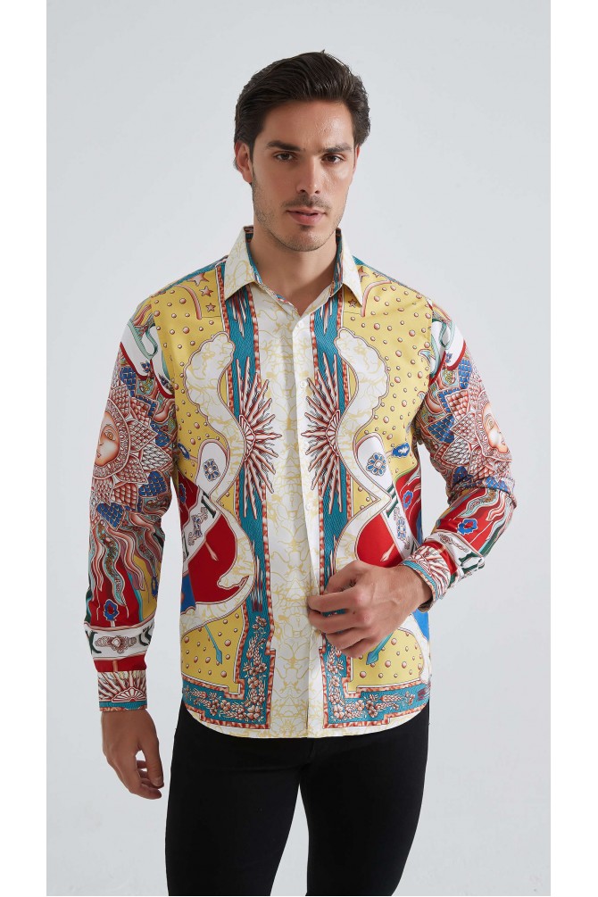 Chemise coupe droite à motifs
