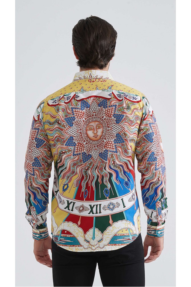 Chemise coupe droite à motifs