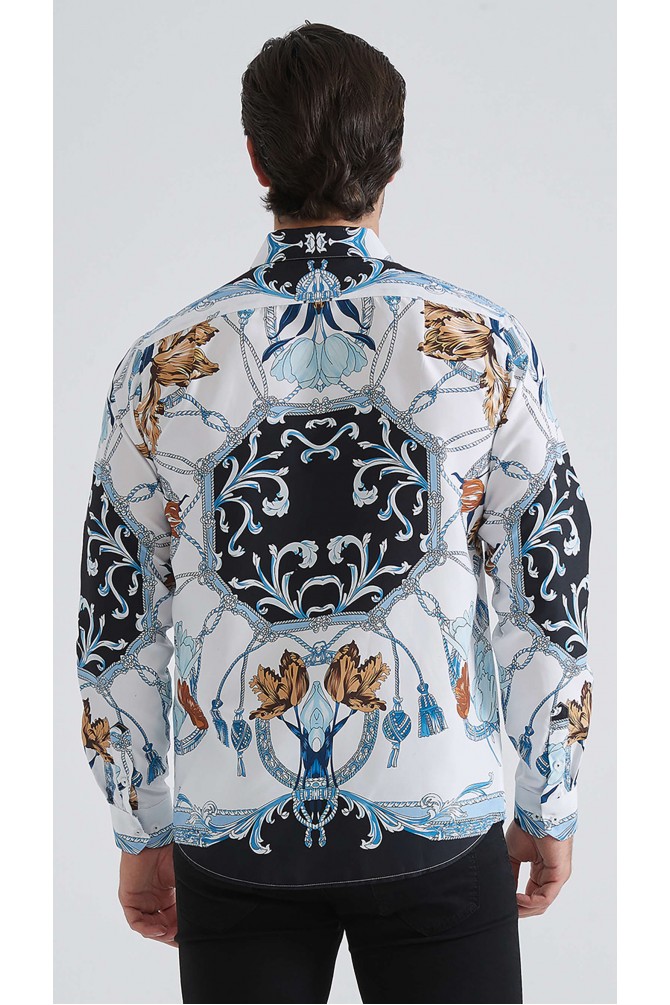 Chemise coupe droite à motifs