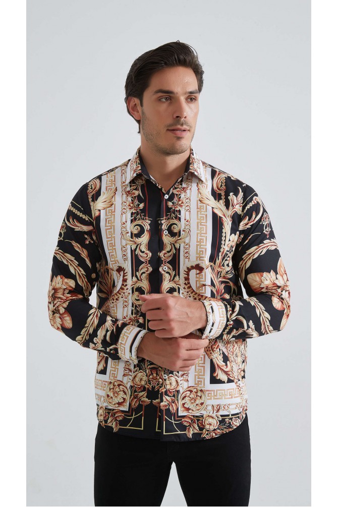 Chemise coupe droite à motifs