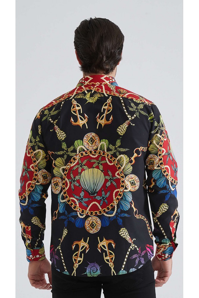 Chemise coupe droite à motifs