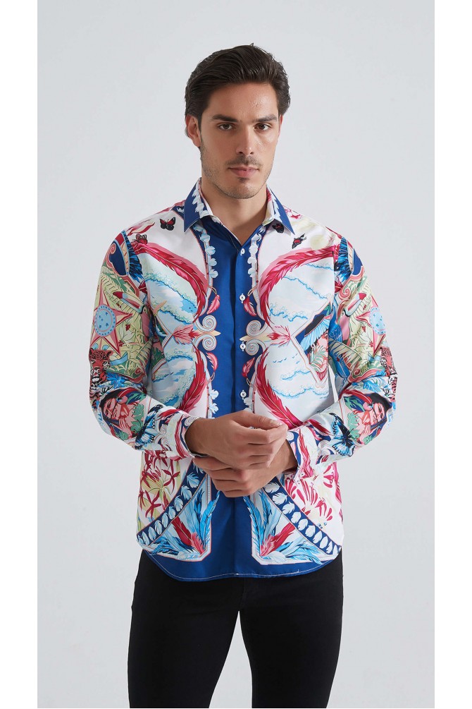 Chemise coupe droite à motifs