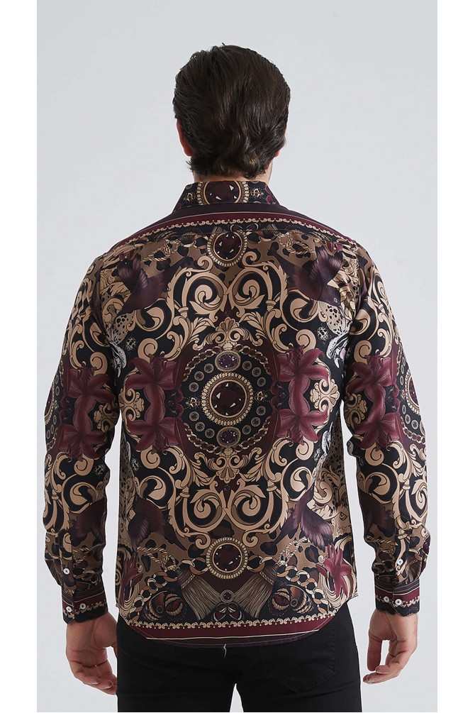 Chemise coupe droite à motifs