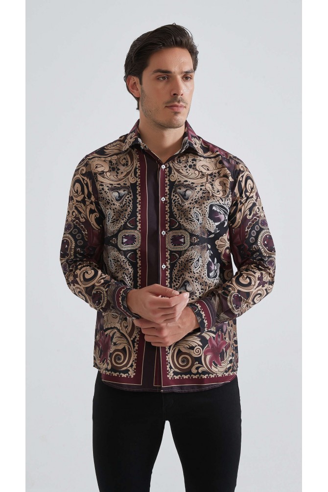 Chemise coupe droite à motifs
