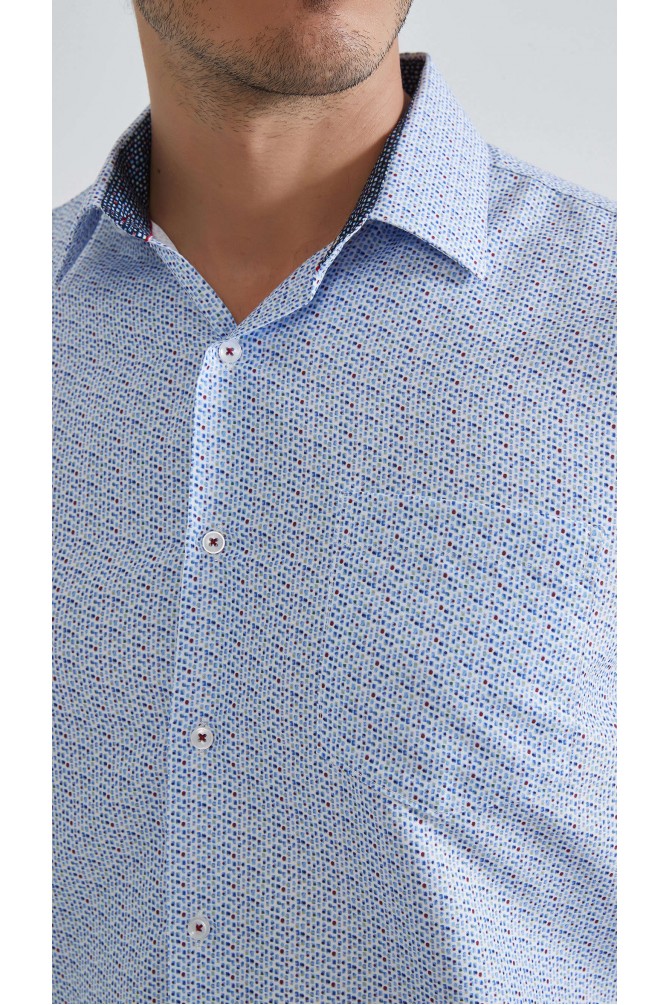 Patterned sleeveless shirt comfort fit - White