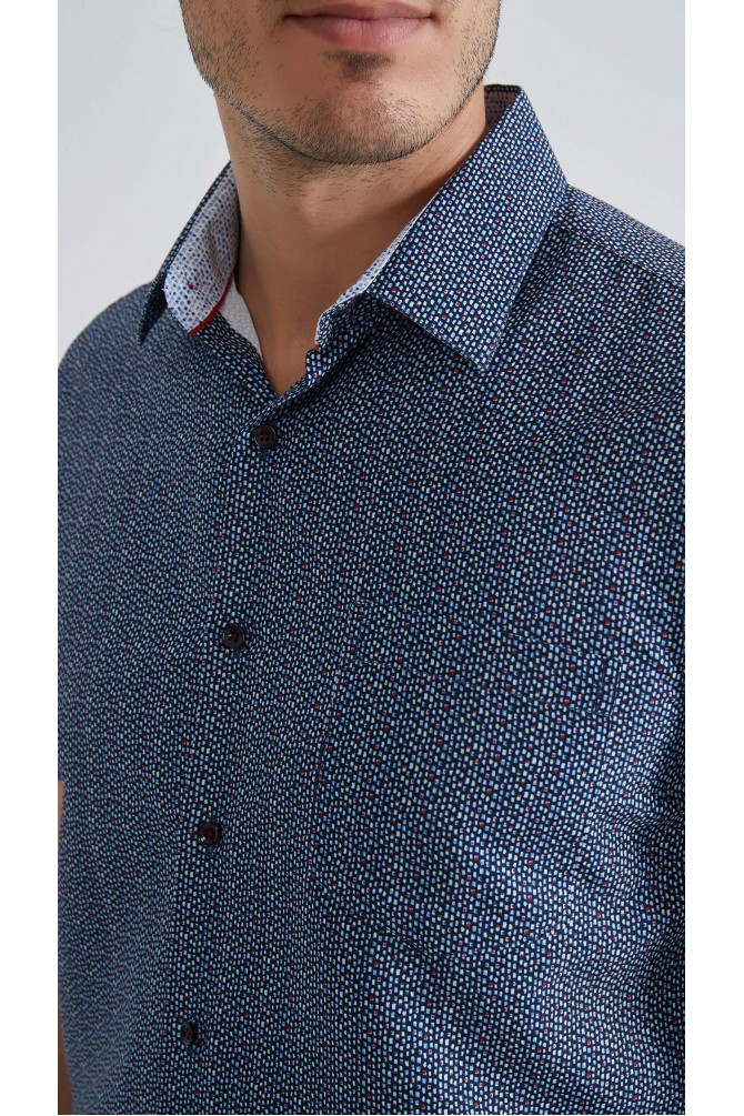 Patterned sleeveless shirt comfort fit - Navy