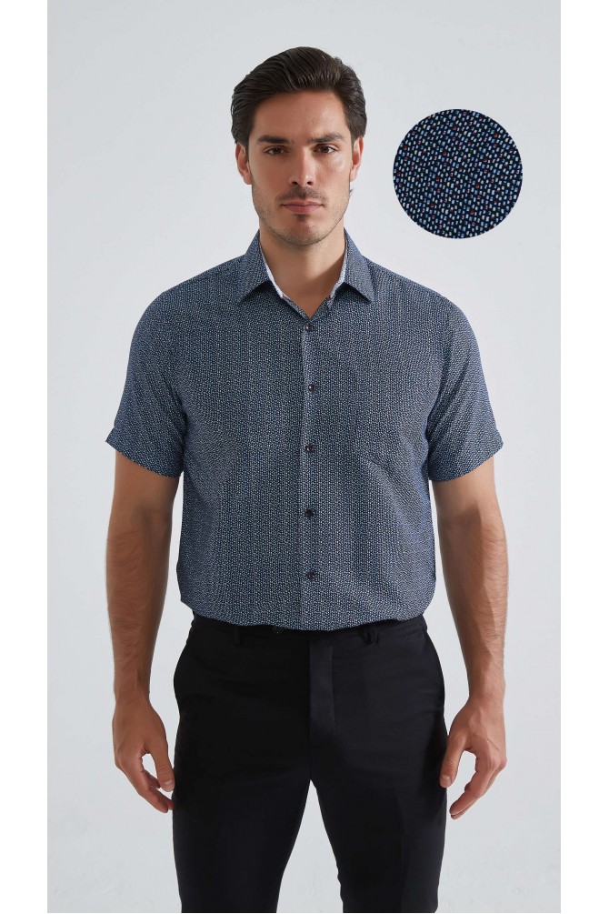 Patterned sleeveless shirt comfort fit - Navy