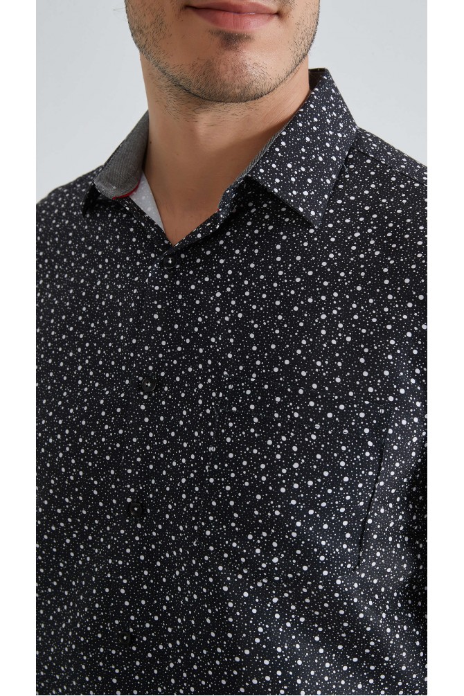 Patterned sleeveless shirt comfort fit - Black