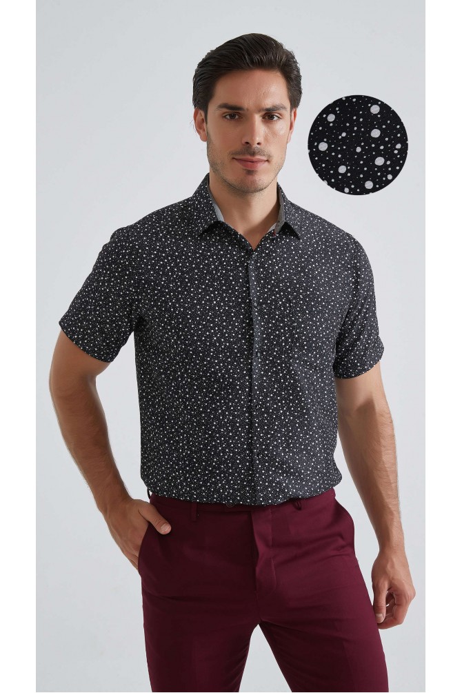 Patterned sleeveless shirt comfort fit - Black