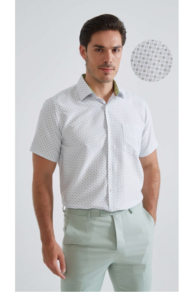 Patterned sleeveless shirt comfort fit - Green