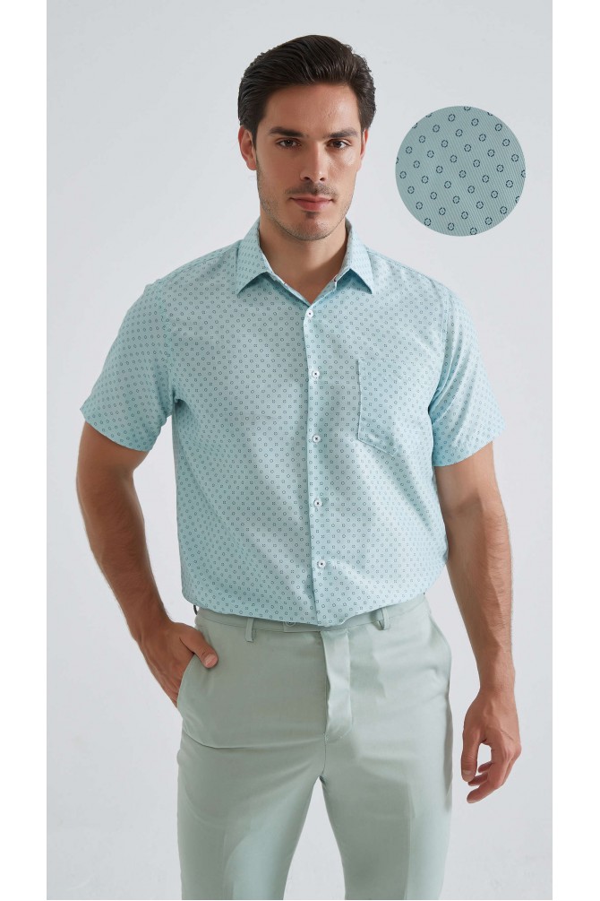 Patterned sleeveless shirt comfort fit - Green